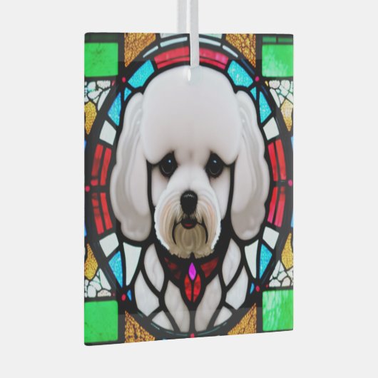 Bichon Frise "Festes Glas" Ornament Aus Glas (Vorderseite Rechts)