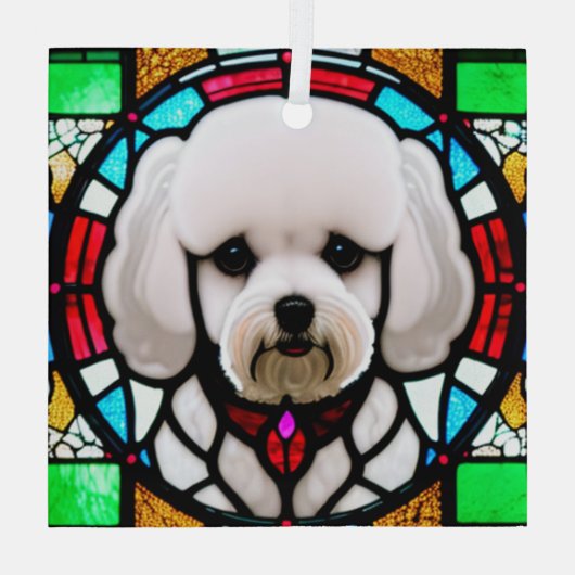 Bichon Frise "Festes Glas" Ornament Aus Glas (Rückseite)