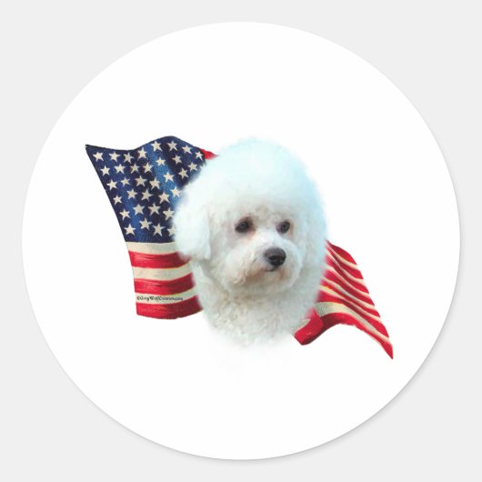 Bichon Frise Flag Runder Aufkleber (Vorderseite)
