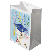 Bichon Frise Graduate Mittlere Geschenktüte (Vorderseite Schrägansicht)