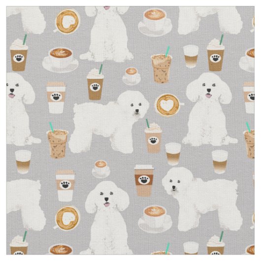 Bichon Frise graues Kaffeemaschine Stoff (Nahaufnahme)