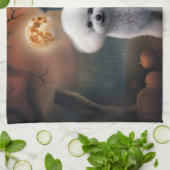 Bichon Frise Halloween Beängstigend Geschirrtuch (Gefaltet)