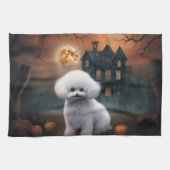 Bichon Frise Halloween Beängstigend Geschirrtuch (Horizontal)