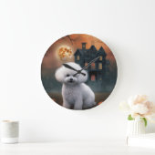 Bichon Frise Halloween Beängstigend Große Wanduhr (Zuhause)