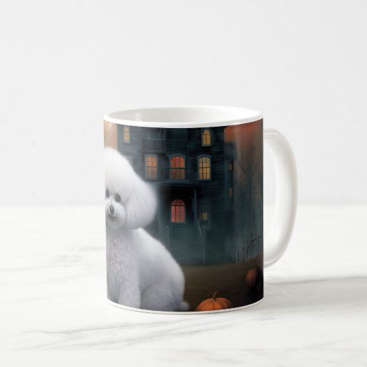 Bichon Frise Halloween Beängstigend Kaffeetasse (VorderseiteRechts)