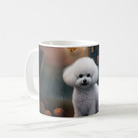 Bichon Frise Halloween Beängstigend Kaffeetasse (Vorderseite Links)