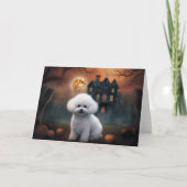 Bichon Frise Halloween Beängstigend Karte (Vorderseite)
