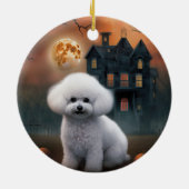 Bichon Frise Halloween Beängstigend Keramik Ornament (Hinten)
