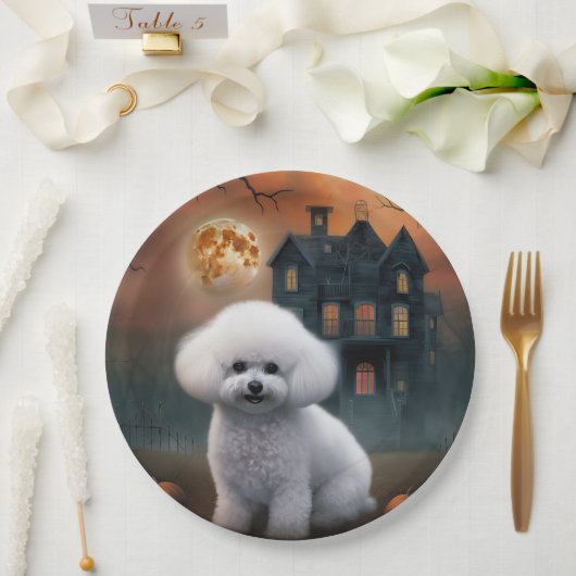 Bichon Frise Halloween Beängstigend Pappteller (Hochzeit)