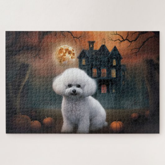 Bichon Frise Halloween Beängstigend Puzzle (Horizontal)