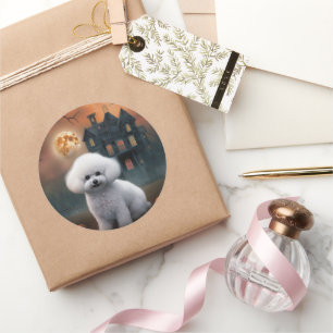 Bichon Frise Halloween Beängstigend Runder Aufkleber