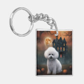 Bichon Frise Halloween Beängstigend Schlüsselanhänger (Vorderseite links)