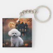 Bichon Frise Halloween Beängstigend Schlüsselanhänger (Rückseite)