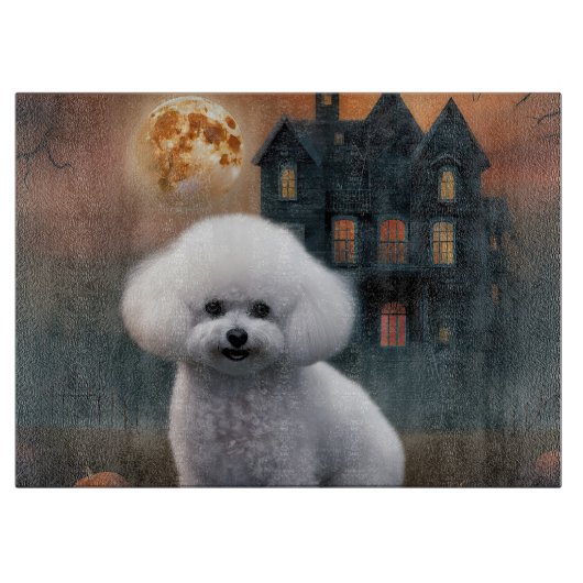 Bichon Frise Halloween Beängstigend Schneidebrett (Vorderseite)