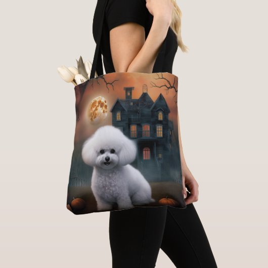 Bichon Frise Halloween Beängstigend Tasche (Von Nahem)