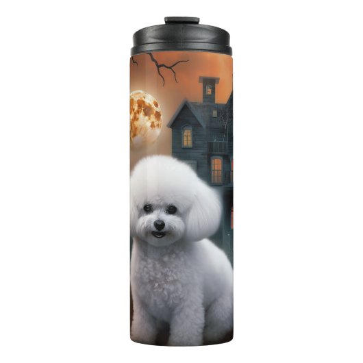 Bichon Frise Halloween Beängstigend Thermosbecher (Vorderseite)
