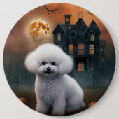 Bichon Frise Halloween Gruselig Button (Vorderseite)