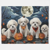 Bichon Frise Halloween Spooky Fleecedecke (Vorderseite (Horizontal))