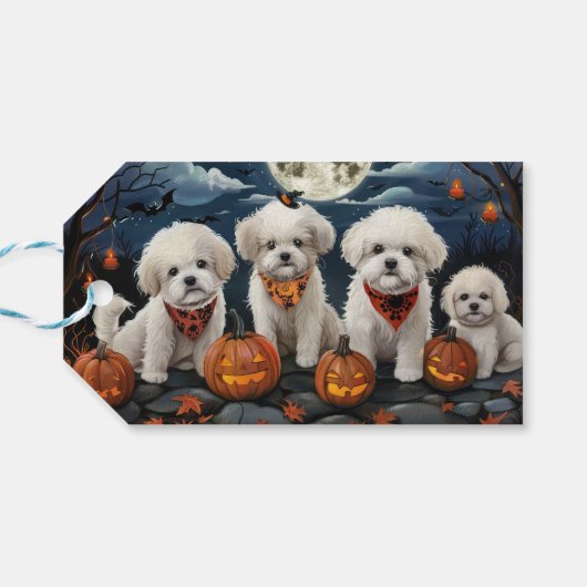 Bichon Frise Halloween Spooky Geschenkanhänger (Rückseite Horizontal)
