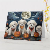 Bichon Frise Halloween Spooky Karte (Gelbe Blume)