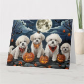 Bichon Frise Halloween Spooky Karte (Vorderseite)