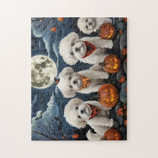 Bichon Frise Halloween Spooky Puzzle (Vertikal)