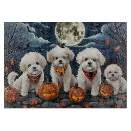 Bichon Frise Halloween Spooky Schneidebrett (Vorderseite)