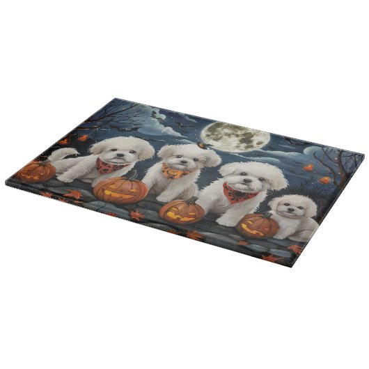 Bichon Frise Halloween Spooky Schneidebrett (Ecke)