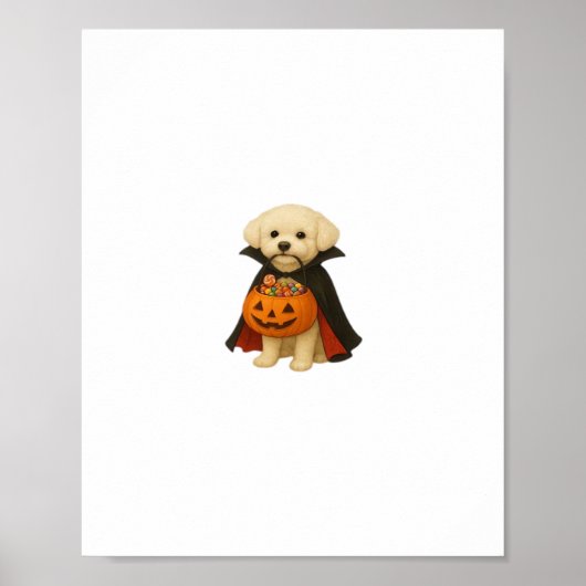 Bichon Frisé Halloween Vampire Pup mit Pumpkin Ba Poster (Vorne)
