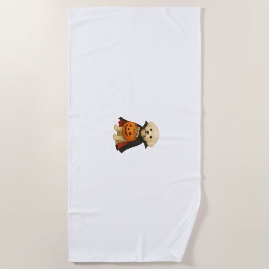 Bichon Frisé Halloween Vampire Pup mit Pumpkin Ba Strandtuch (Vorderseite)