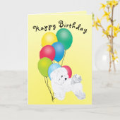 Bichon Frise Happy Birthday Karte (Gelbe Blume)