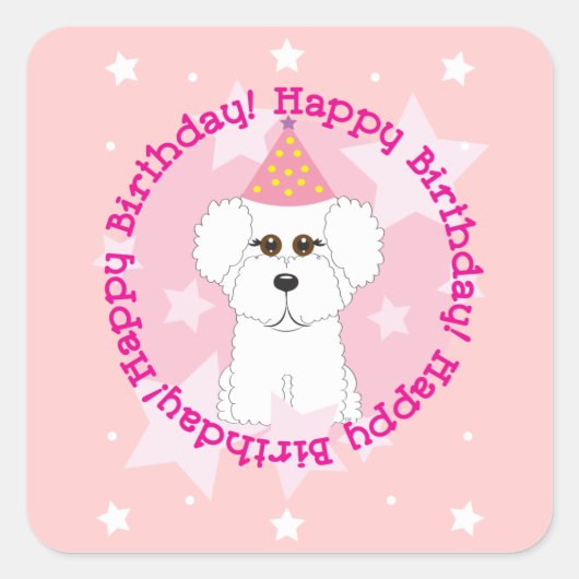 Bichon Frise Happy Birthday Stickers (Vorderseite)