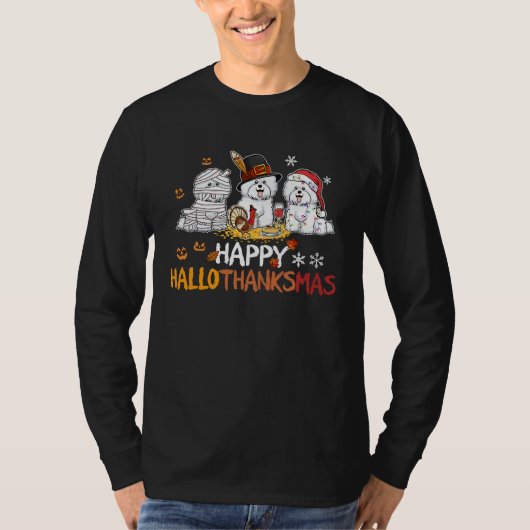 Bichon frise happy hallothanksmas T-Shirt (Vorderseite)