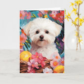 Bichon Frise Happy Oaster Karte (Gelbe Blume)