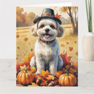Bichon Frise Herbst lässt Erntedank Art Karte