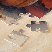 Bichon Frise Herbst lässt Erntedank Art Puzzle (Seite)