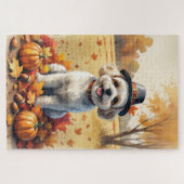 Bichon Frise Herbst lässt Erntedank Art Puzzle (Horizontal)