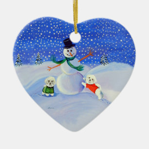 Bichon Frise Herzzeremonie Keramik Ornament
