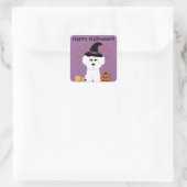 Bichon Frise Hexe Anpassbare Halloween-Aufkleber Quadratischer Aufkleber (Tasche)