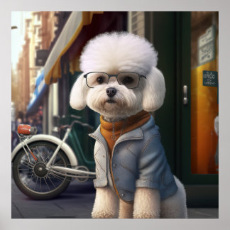 Bichon Frise Hipster Doster Poster