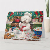 Bichon Frise Holiday Baking: Festliche Weihnachten Karte (Vorderseite)