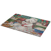 Bichon Frise Holiday Baking: Festliche Weihnachten Schneidebrett (Ecke)