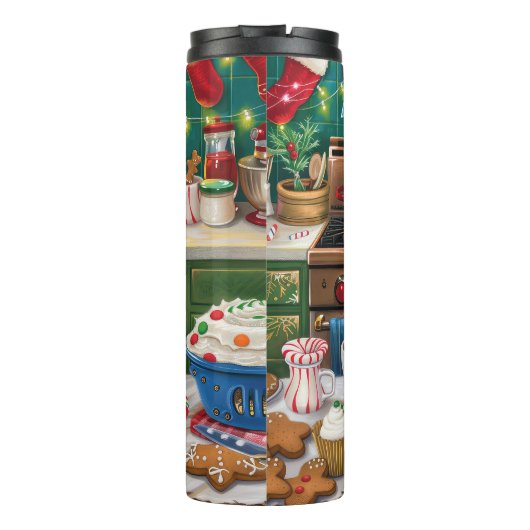 Bichon Frise Holiday Baking: Festliche Weihnachten Thermosbecher (Rückseite)