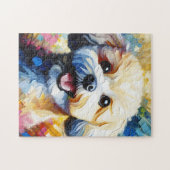 Bichon Frise Hund Akryllische Kunst Print Hund Lov Puzzle (Horizontal)