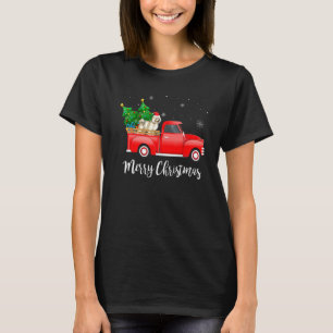 Bichon Frise Hund fährt auf rotem LKW Weihnachten T-Shirt