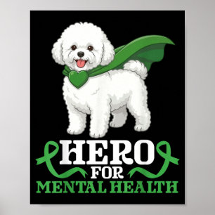 Bichon Frise Hund Held für das Bewusstsein für psy Poster