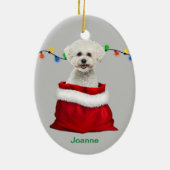 Bichon Frise Hund in der Geschenktasche Weihnachte Keramik Ornament (Hinten)