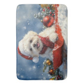 Bichon Frise Hund in Sledge Let it Schnee Weihnach Badematte (Vorderseite Vertikal)