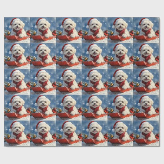 Bichon Frise Hund in Sledge Let it Schnee Weihnach Geschenkpapier (Flach)