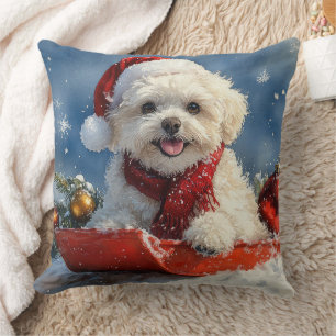 Bichon Frise Hund in Sledge Let it Schnee Weihnach Kissen